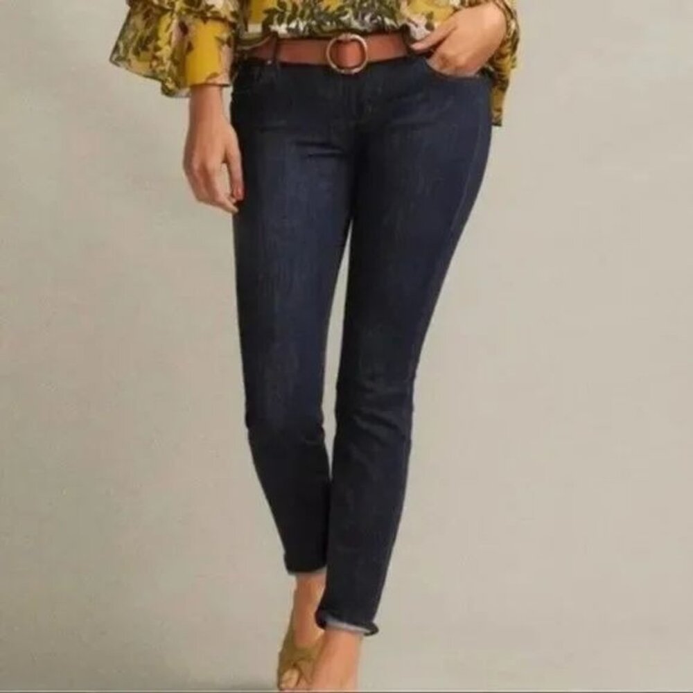 CABI Skinny Dark Wash Low Rise Stretch Blue Denim Jeans Womens 2